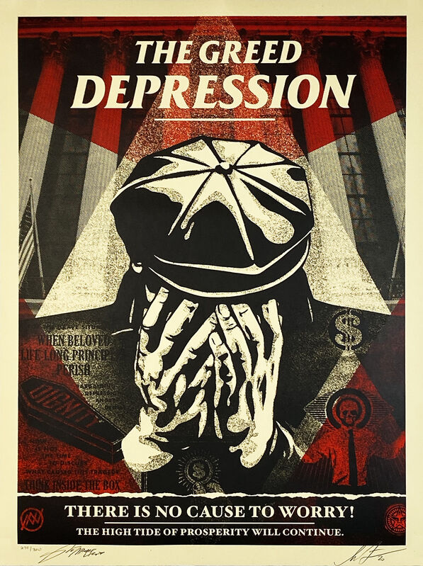 Shepard Fairey, ‘'The Greed Depression' w/ No Name’, 2020, Print, Screen print on cream, Speckletone fine art paper., Signari Gallery