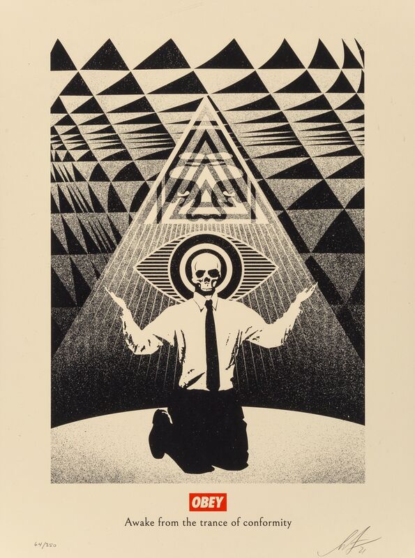 Shepard Fairey, ‘Obey Conformity Trance (Black)’, 2021, Print, Screenprint in colors on thick speckled cream paper, Heritage Auctions