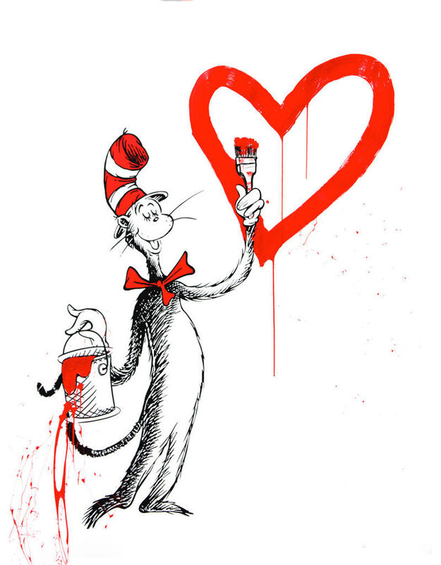 Mr. Brainwash, ‘The Cat and The Heart (Red Large)’, 2020, Print, Silkscreen, Liss Gallery