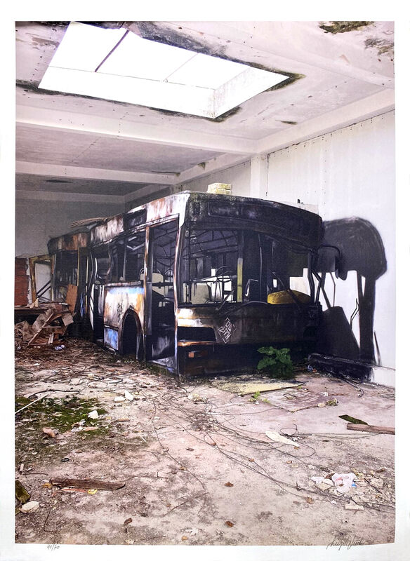 ODEITH, ‘Wrecked Bus’, 2019, Print, UV print on Fabriano Fine Art 300gsm with hand-deckled edges. (Unframed), AURUM GALLERY