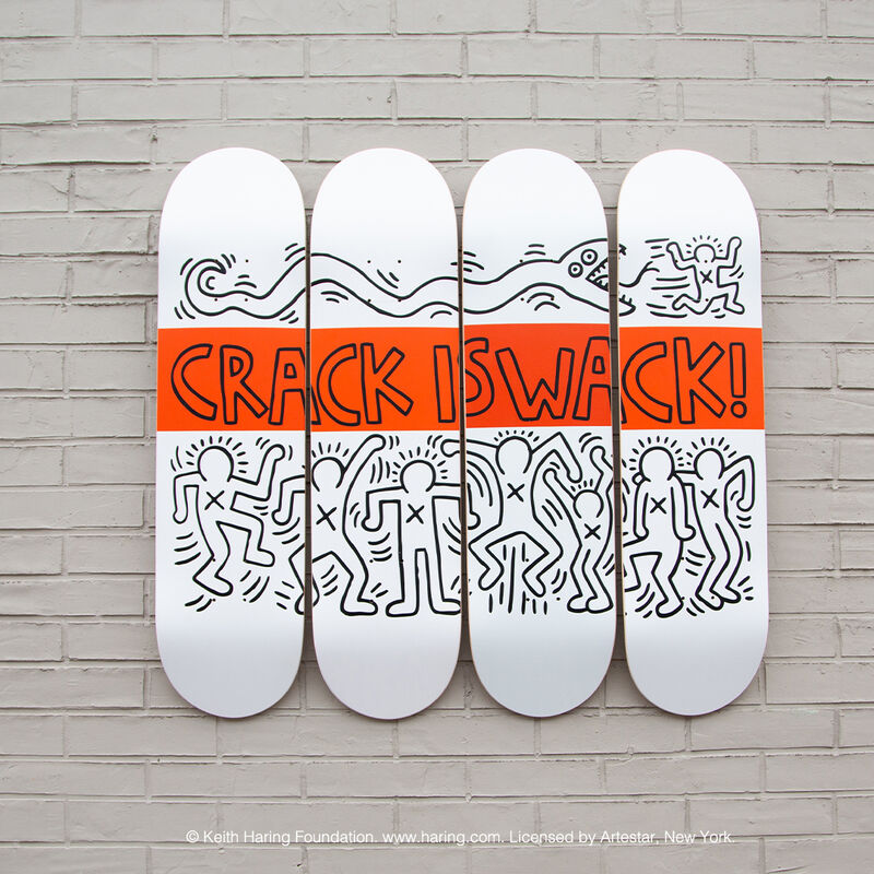 Keith Haring, ‘Crack Is Whack Skateboard Set by Keith Haring’, 2021, Design/Decorative Art, 7-ply Canadian Maplewood with screen-print, Artware Editions