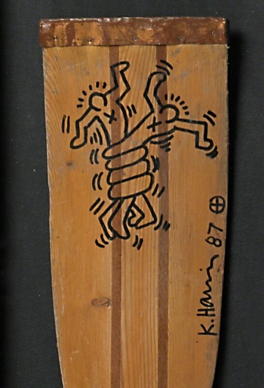 Keith Haring, ‘Two Works of Art: Keith Haring, Untitled’, Mixed Media, Marker on wooden boat paddle, marker on paper, Rago/Wright/LAMA