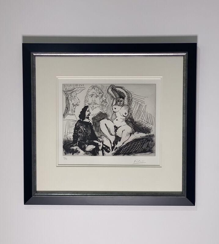 Pablo Picasso, ‘Homme Assis Auprès d'une Femme Coiffant’, 1968, Print, Aquatint and drypoint on BFK Rives wove paper, Canvas Gallery