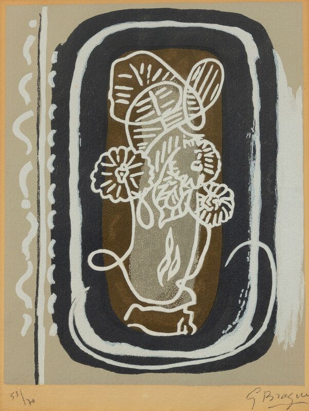 Georges Braque, ‘Bouquet des fleurs blanches from Si je mourais là-bas’, 1962, Print, Color woodcut, Hindman