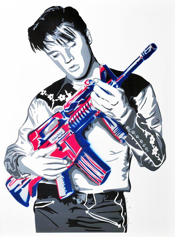 Mr. Brainwash, ‘Don't Be Cruel (Red, White, and Blue)’, 2009, Print, Screen print and stenciled spray paint on paper., Artsy x Tate Ward