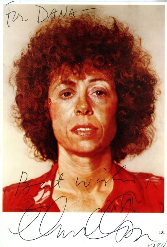 Chuck Close, ‘Rare Signed, dedicated and inscribed vintage card ’, 1988, Ephemera or Merchandise, Thick card hand signed, dated, dedicated and inscribed by artist, Alpha 137 Gallery