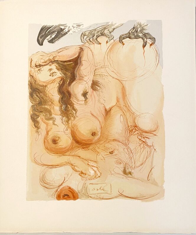 Salvador Dalí, ‘La Divine Comédie - Purgatoire 09 - Le Songe’, 1963, Print, Original wood engraving on BFK Rives paper, Samhart Gallery