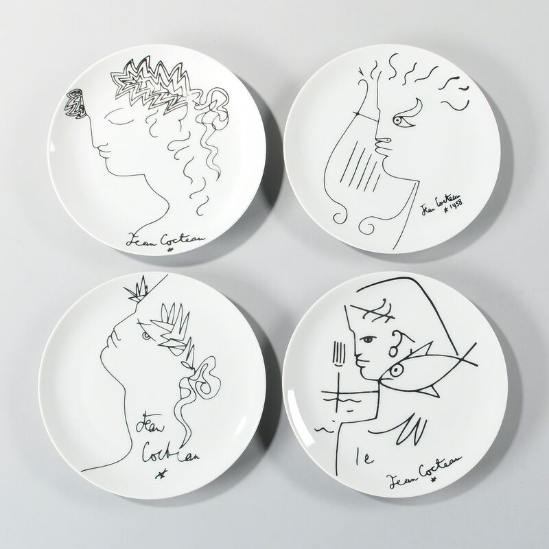 Jean Cocteau, ‘Four Luncheon Plates’, Design/Decorative Art, Painted porcelain plates, Skinner