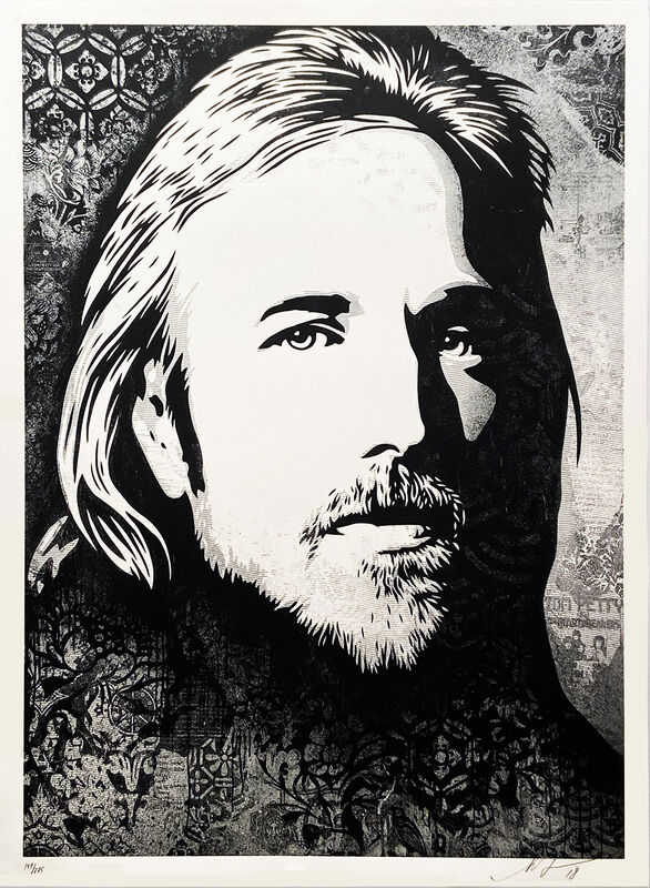 Shepard Fairey, ‘'Tom Petty: An American Treasure' (Canvas)’, 2018, Print, Screen print on Speckletone True White fine art paper., Signari Gallery