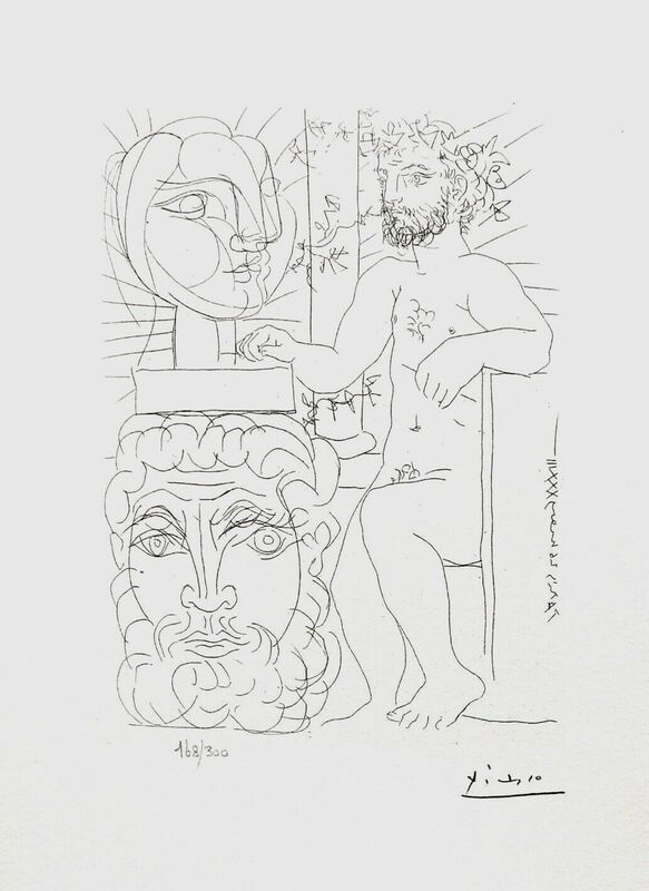 Pablo Picasso, ‘Seated Sculptor & Two Sculptured Heads’, 1990, Reproduction, Lithograph on wove paper, Art Commerce