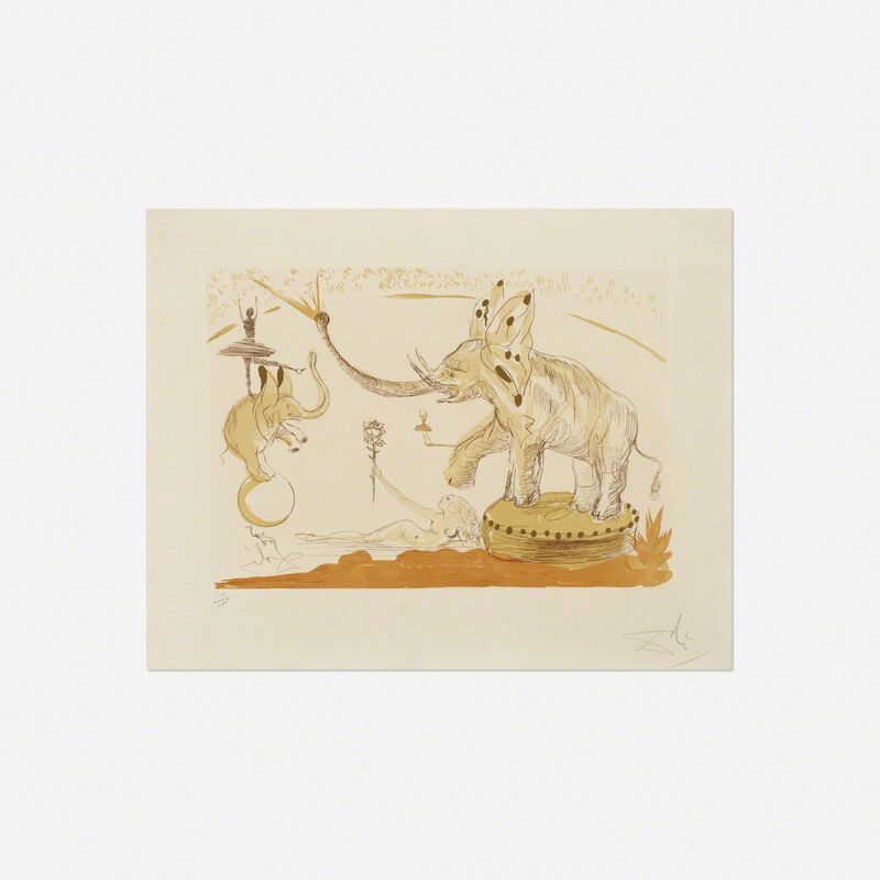 Salvador Dalí, ‘Elephants from Le Cirque’, 1965, Print, Color etching and aquatint with gilding, Rago/Wright/LAMA