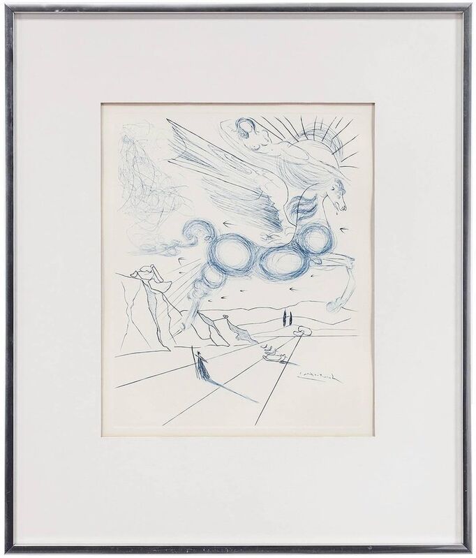 Salvador Dalí, ‘PEGASUS IN FLIGHT WITH ANGEL, Etching’, 20th Century, Print, Etching, Lions Gallery