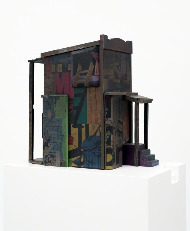POSE, ‘Row House Small’, 2015, Sculpture, Mixed media and spray paint on wood with base, BEYOND THE STREETS