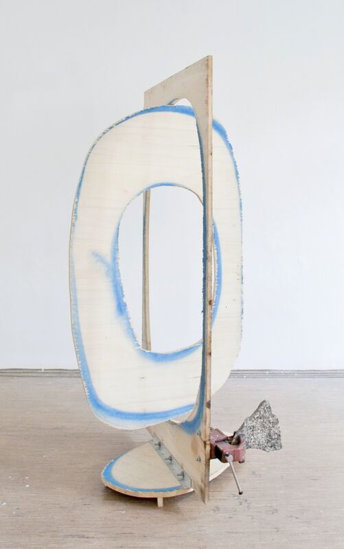 Felix Oehmann, ‘Großes Loch 1’, 2014, Sculpture, Aluminium, ink, plywood, spraypaint, stone, vise, Cultural Avenue