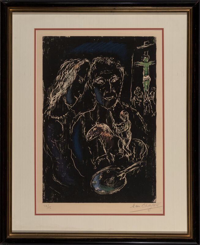 Marc Chagall, ‘Peintre su Fond Noir’, 1972, Print, Lithograph in colors on Arches paper, Heritage Auctions