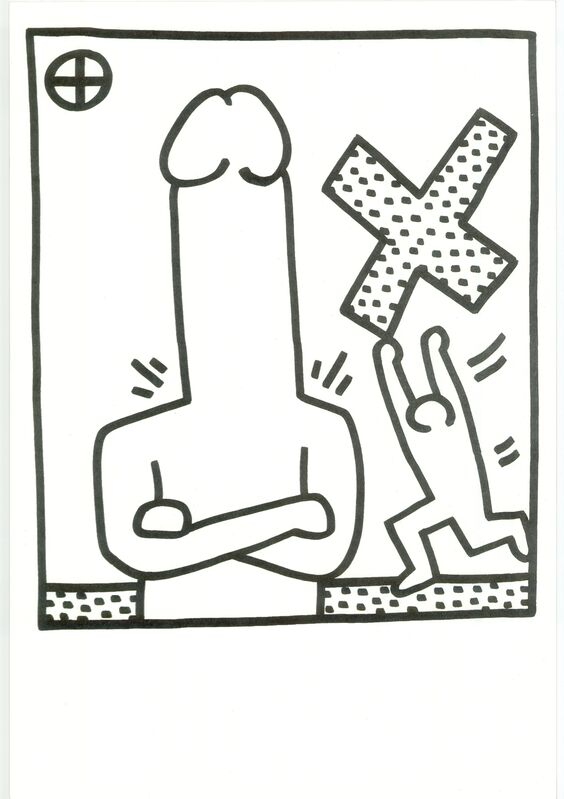 Keith Haring, ‘Lithograph from Lucio Amelio's Artist Haring Book (1983)’, 1983, Print, Screenprint in black and white on paper, RestelliArtCo.