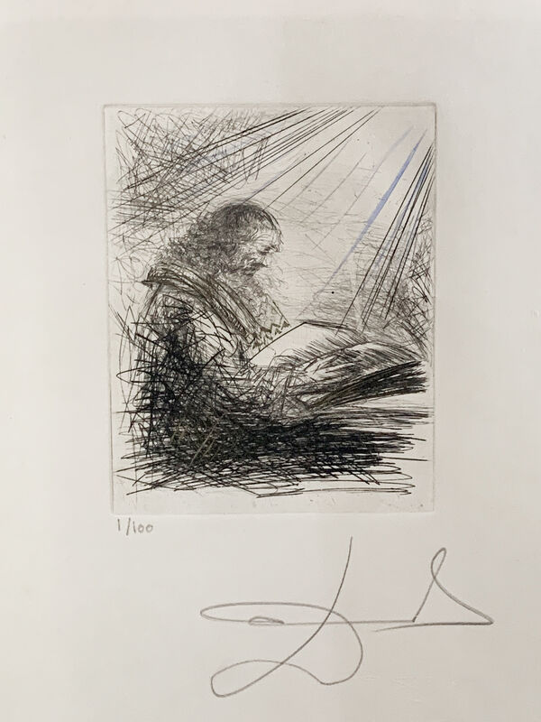 Salvador Dalí, ‘Faust Reading’, 1968-1969, Drawing, Collage or other Work on Paper, Original etching with roulette on Japon, Art Leaders Gallery