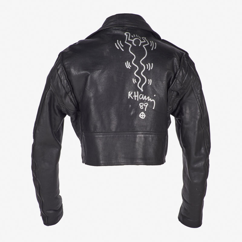 Keith Haring, ‘Untitled’, Fashion Design and Wearable Art, Silver marker on woman's medium Nice Co., London, leather jacket, 1989, Rago/Wright/LAMA