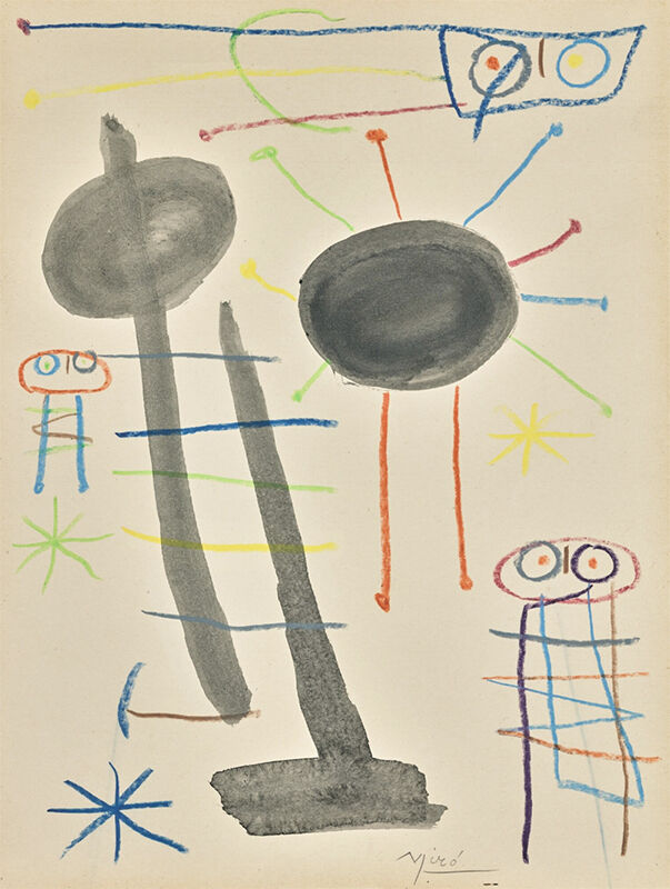 Joan Miró, ‘Sans titre, circa 1957’, ca. 1957, Painting, Brush and ink and coloured crayons on paper, Opera Gallery