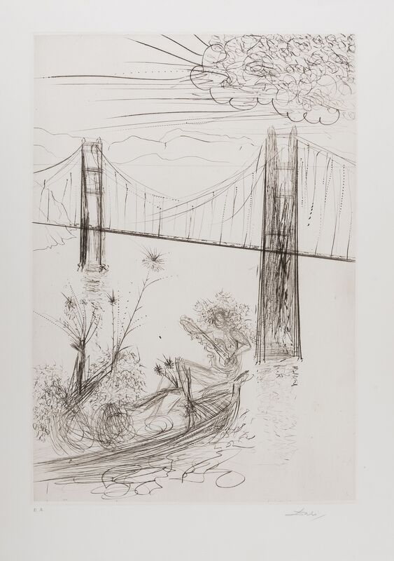 Salvador Dalí, ‘San Francisco. Golden Gate Bridge (Field 70-4-E)’, 1970, Print, Etching in bistre, Forum Auctions