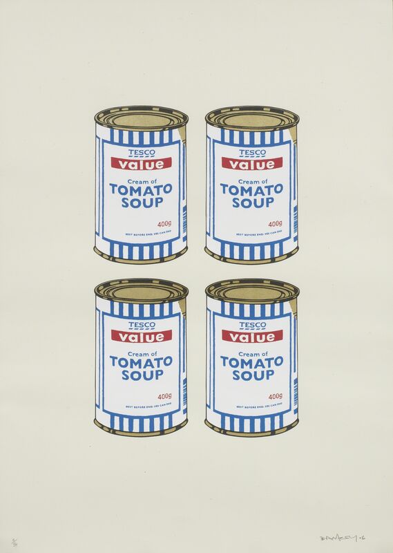 Banksy, ‘Four Soup Cans (Gold on Cream) ’, 2006, Print, Screenprint in colors, Fine Art Mia