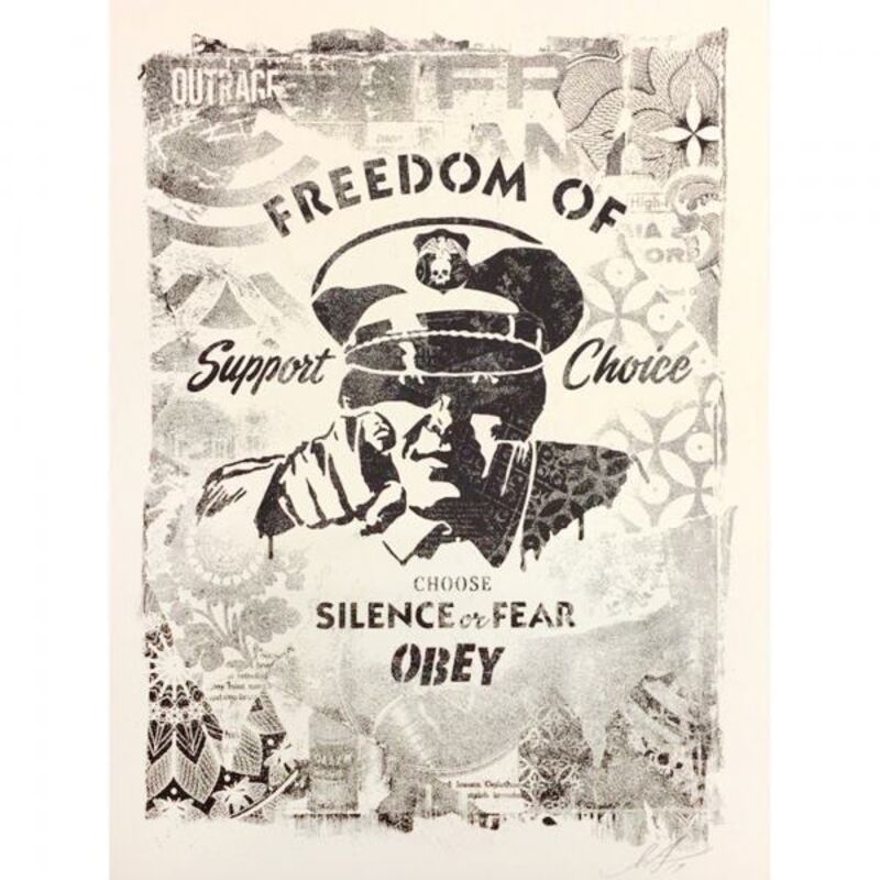 Shepard Fairey, ‘Damaged Freedom Of Choice’, 2019, Print, Speckletone paper, AYNAC Gallery