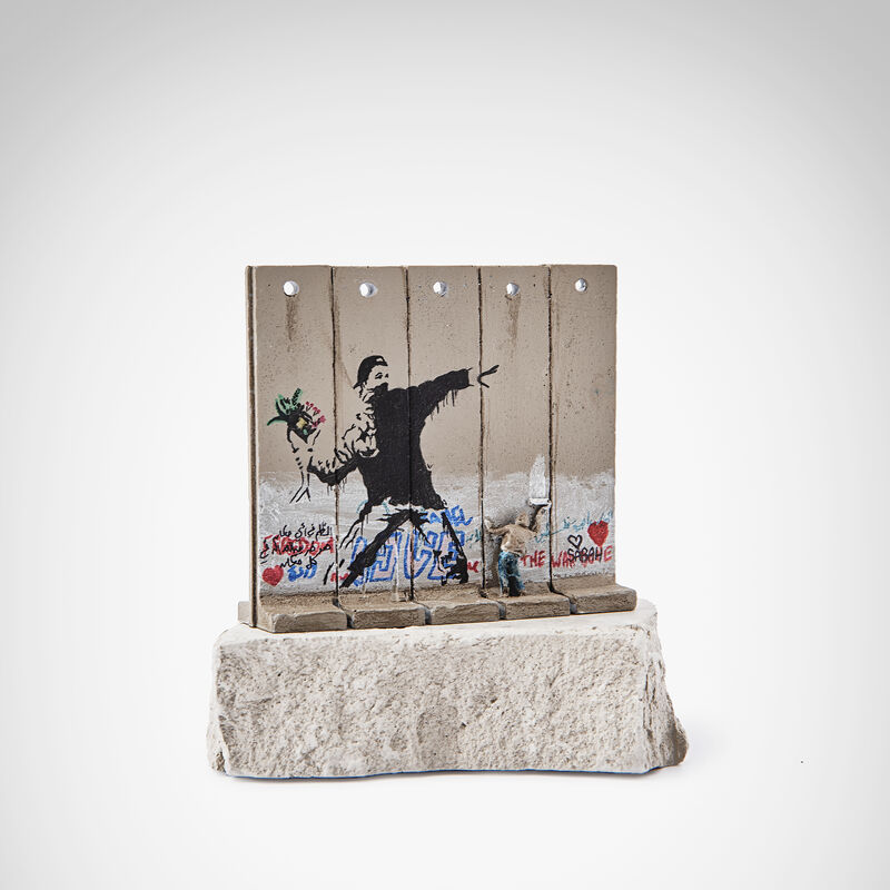 Banksy, ‘Walled Off Hotel - Flower Thrower’, Sculpture, Five-part Souvenir Wall Section, hand-painted resin sculpture with West Bank Separation Wall base, Tate Ward Auctions