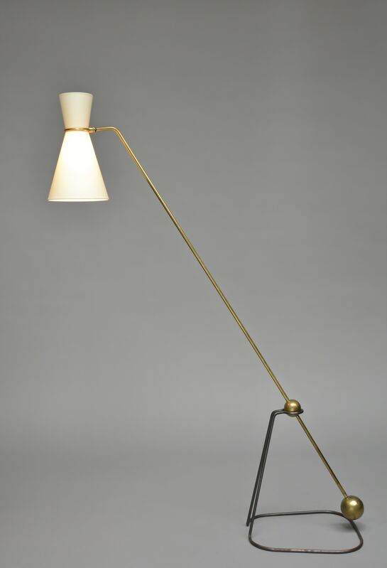Pierre Guariche, ‘Floor lamp G2’, 1950, Design/Decorative Art, Black lacquered metal, polish brass and fabric lampshade, Galerie Pascal Cuisinier