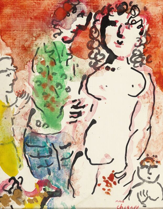 Marc Chagall, ‘Autour de nu’, circa 1982-83, Painting, Tempera and ink on masonite, Heritage Auctions