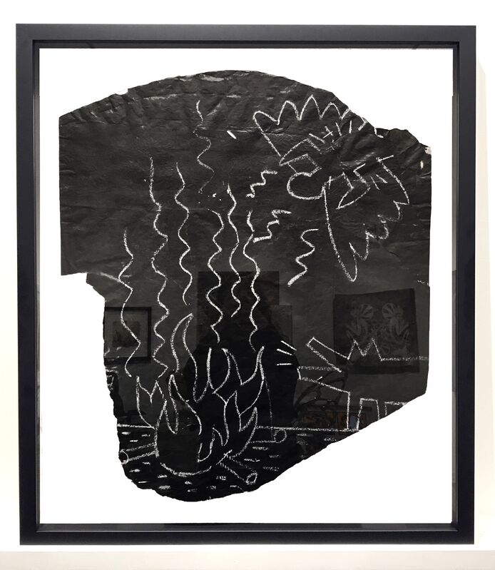 Keith Haring, ‘Untitled (Angel and Barking Dog at Camp Fire)’, 1982, Drawing, Collage or other Work on Paper, Original subway chalk drawing (Double sided image mounted in frame), Taglialatella Galleries