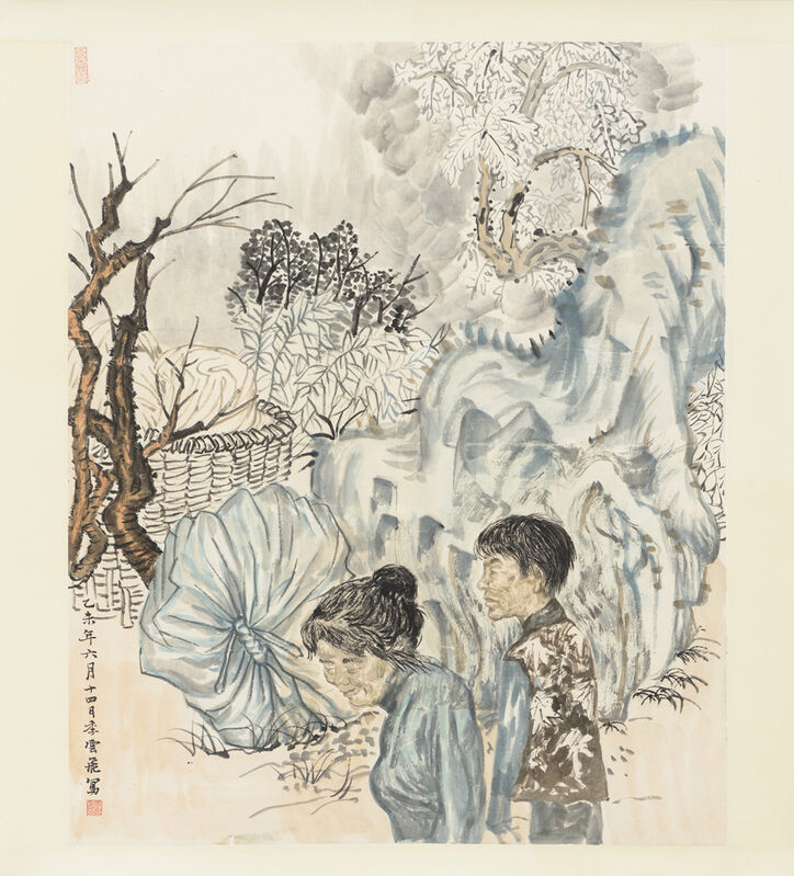 Yun-Fei Ji 季云飞, ‘Two women’, 2015, Drawing, Collage or other Work on Paper, Ink and watercolour on Xuan paper mounted on silk, Zeno X Gallery
