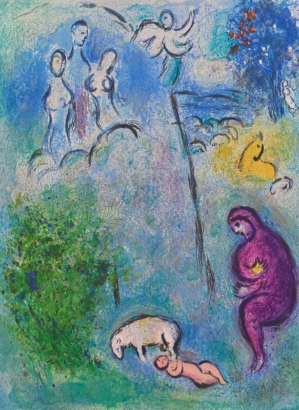 Marc Chagall, ‘“Discovery of Chloé by Daphnis (Découverte de Chloé par Daphnis)” from Daphnis et Chloé (Cramer 46; Mourlot 310)’, 1977, Ephemera or Merchandise, Offset lithograph on wove paper, Art Commerce