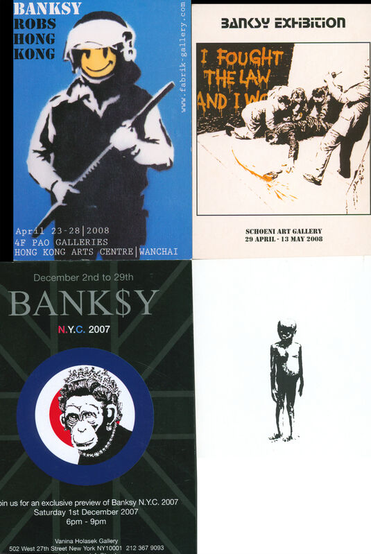 Banksy, ‘Banksy announcement cards (set of four 2006-2008)’, 2006-2008, Ephemera or Merchandise, Offset printed, Lot 180 Gallery