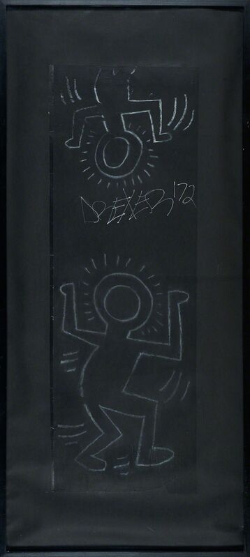 Keith Haring, ‘Untitled (Subway Drawing)’, Painting, White chalk on black paper with grafitti (framed), Rago/Wright/LAMA