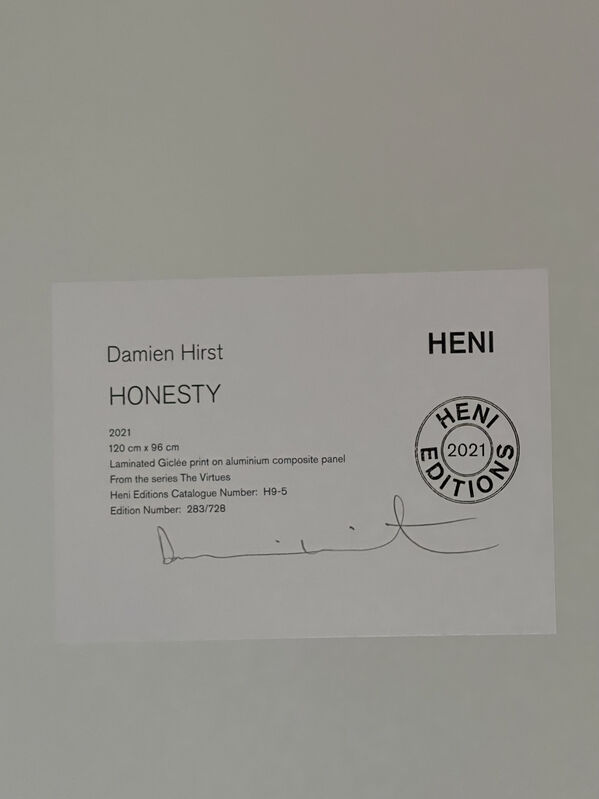 Damien Hirst, ‘Honesty (The Virtues, H9-5)’, 2021, Print, Laminated Giclée print on aluminium composite panel, Artsy x Capsule Auctions