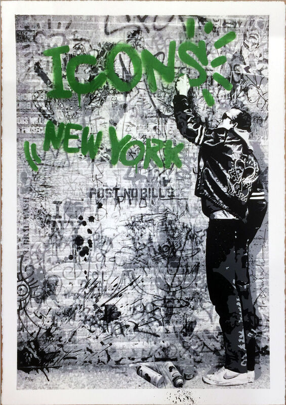Mr. Brainwash, ‘'The Wall (Keith Haring)' (green)’, 2016, Print, Hand-Finished 6-color screen print and spray paint on hand-torn, deckled edge 300gsm archival fine art paper., Signari Gallery
