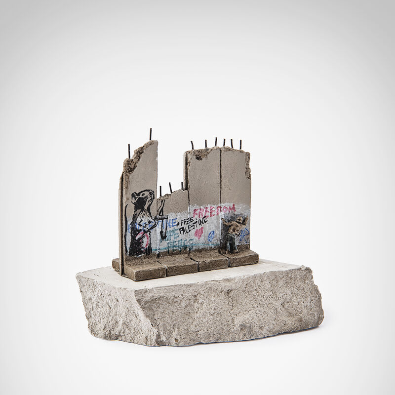 Banksy, ‘Walled Off Hotel - Slingshot Rat’, Sculpture, Four-part Souvenir Wall Section, hand-painted resin sculpture with West Bank Separation Wall base, Tate Ward Auctions