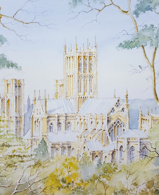 Ken Burton, ‘Wells Cathedral, Wells, UK’, 1988, Drawing, Collage or other Work on Paper, Watercolor, Graves International Art