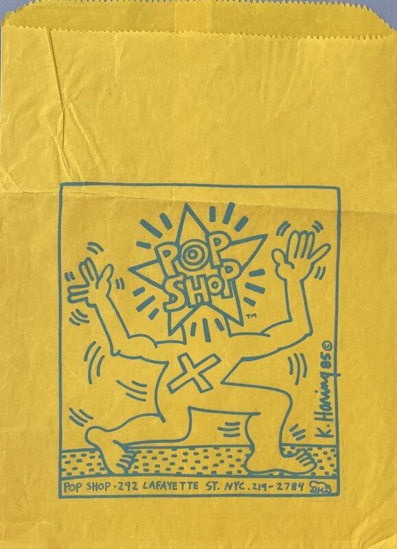 Keith Haring, ‘Original 1980s Keith Haring Pop Shop bag’, ca. 1985, Ephemera or Merchandise, Offset lithograph on paper Pop Shop bag, Lot 180 Gallery