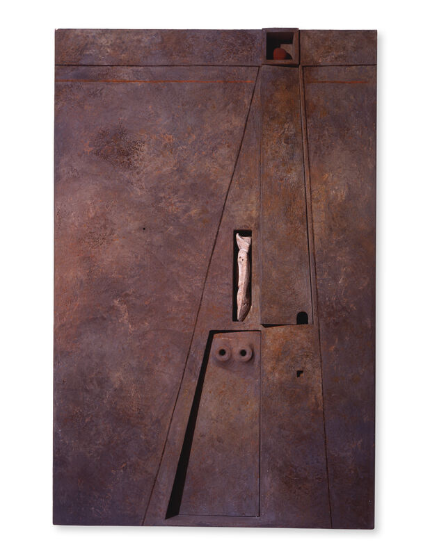 Marcelo Bonevardi, ‘Enclosure Wall II’, 1968, Painting, Acrylic on textured substrate on wood construction, painted wood assemblage, and carving, Leon Tovar Gallery