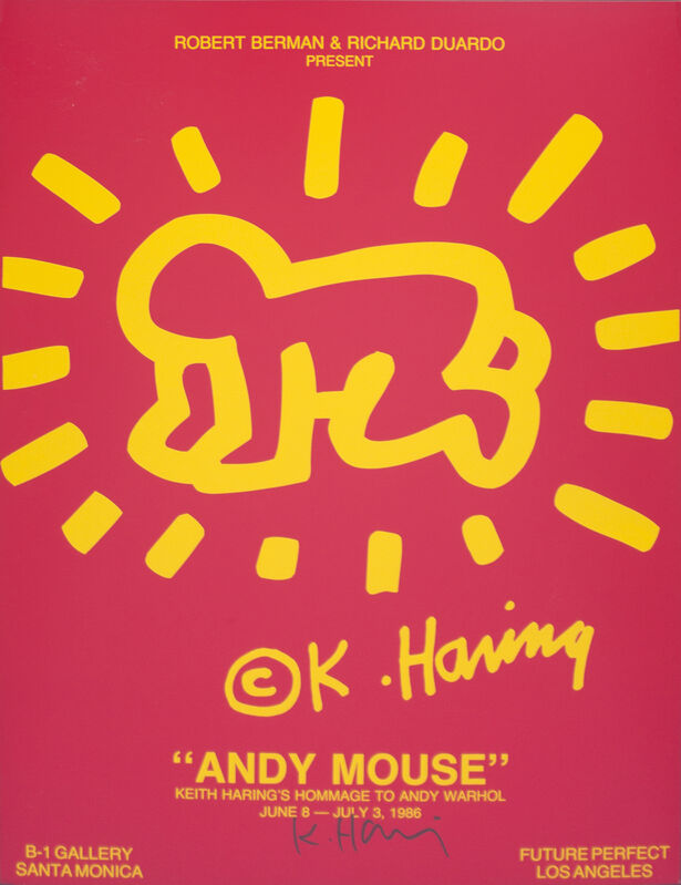 Keith Haring, ‘Poster for Andy Mouse Show’, 1986, Ephemera or Merchandise, Poster, Santa Monica Auctions