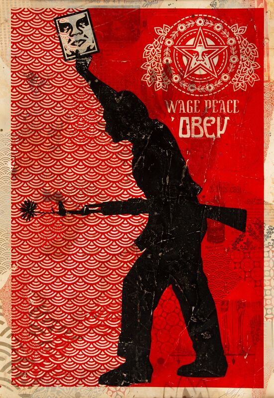 Shepard Fairey, ‘Obey '04 (HPM)’, 2005, Print, Screenprint in colors and mixed media collage on board, Heritage Auctions