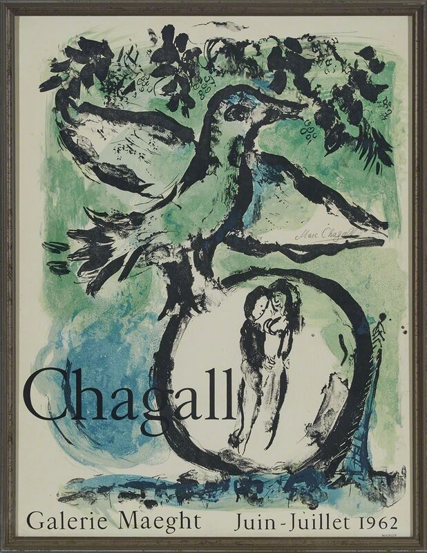 Marc Chagall, ‘L’Oiseau Vert (The Green Bird), 1962 (Poster: Chagall Galerie Maeght Juin-Juillet 1962)’, Print, Colour lithographic poster mounted on lightweight cardboard, Waddington's