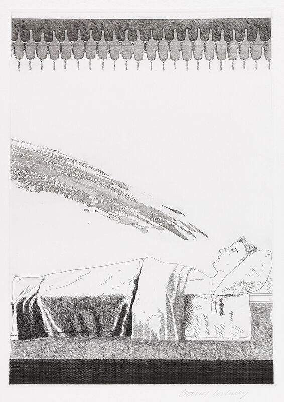 David Hockney, ‘Cold Water about to hit the Prince’, 1969, Print, Etching, Gerrish Fine Art