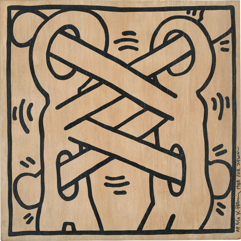 Keith Haring, ‘Art Attack on AIDS’, 1988, Print, Screenprint, on oak veneer plywood., Phillips