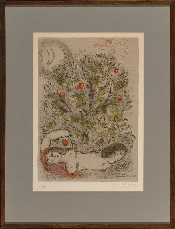 Marc Chagall, ‘Eve Picking Forbidden Apple, from Dessins pour la Bible, Vol. X, Nos. 37-38’, 1960, Print, Lithograph in colors on Arches paper, Heritage Auctions
