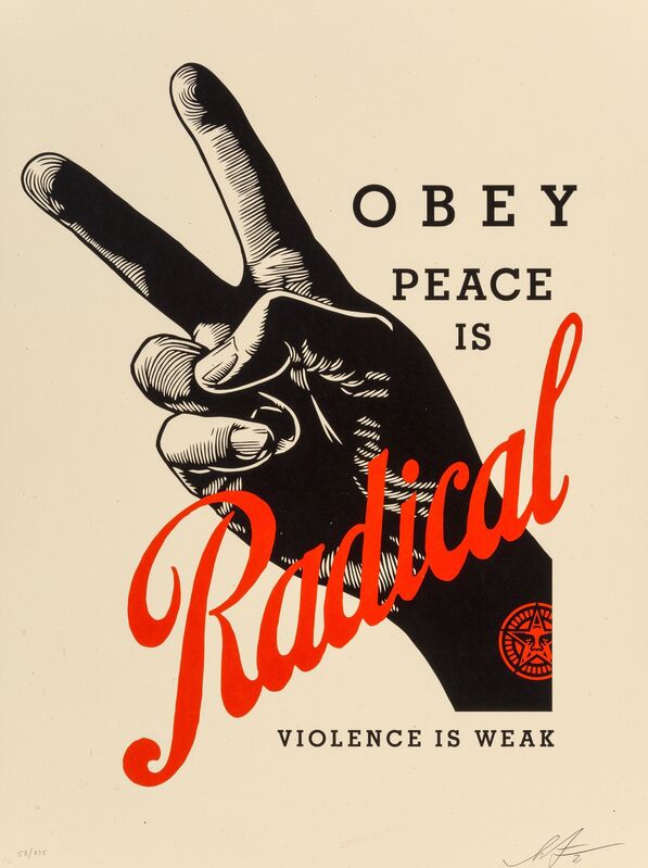 Shepard Fairey, ‘Radical Peace (Blue)’, 2021, Print, Screenprint in colors on speckled cream paper, Heritage Auctions