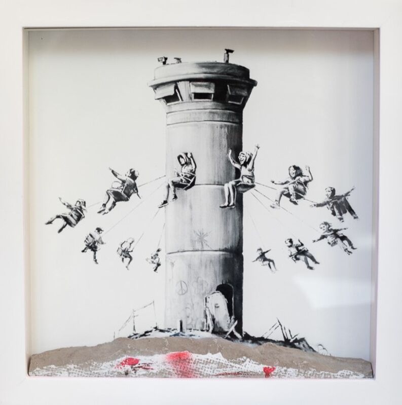 Banksy, ‘Walled Off Hotel Boxset ’, 2018, Mixed Media, Print with genuine spray painted Separation Wall, Reem Gallery