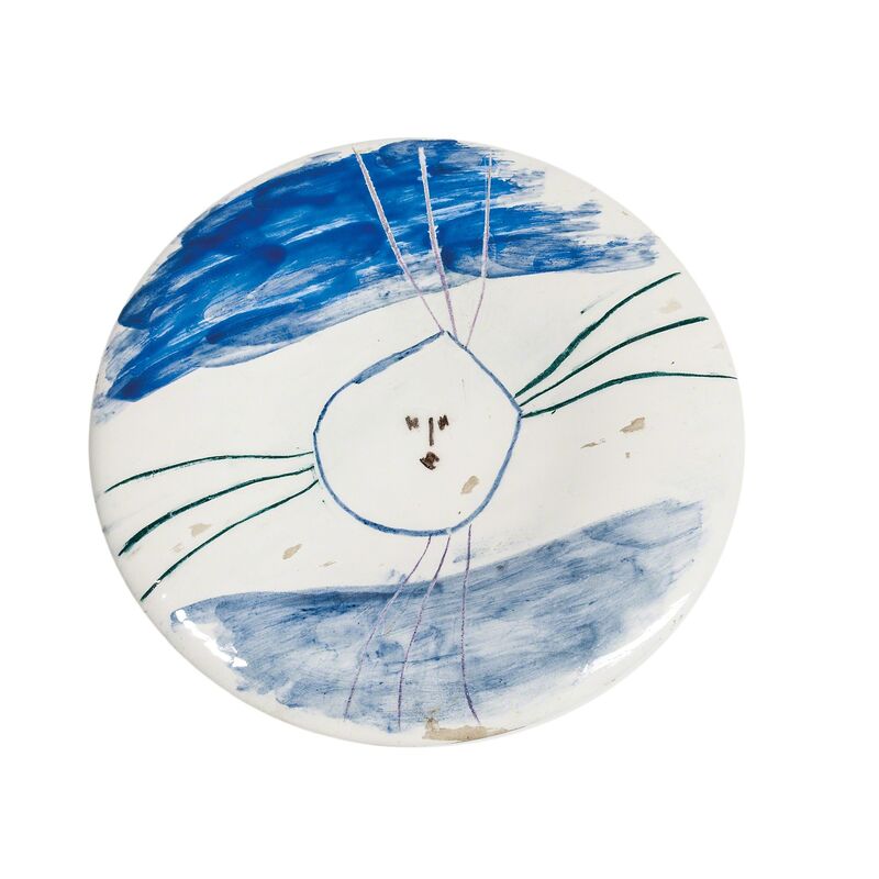 Pablo Picasso, ‘Little Face No. 13’, 1963, Design/Decorative Art, Round white earthenware plate glazed in white, blue, black, and green, Skinner