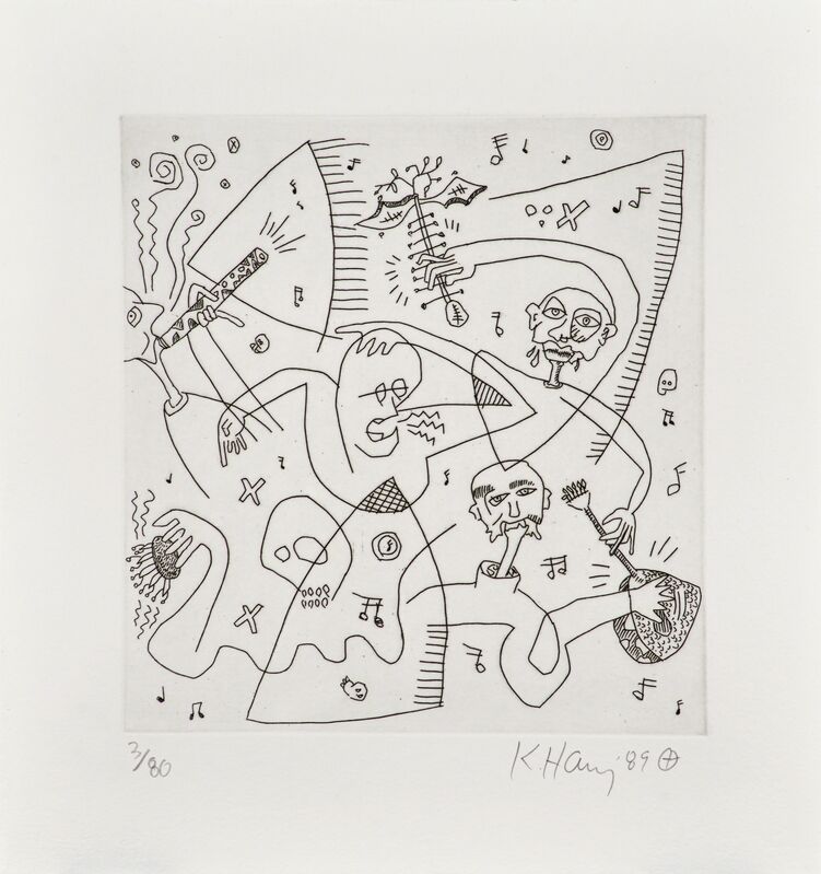 Keith Haring, ‘The Valley’, 1989, Print, Etching from the portfolio of sixteen, along with a page of text by William S. Burroughs on white, 160 lb. 100% cotton paper, Rago/Wright/LAMA
